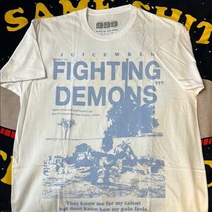 Blue and White Short Sleeve Graphic Tee